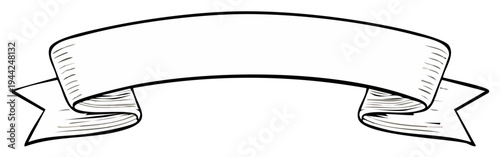 Blank Hand Drawn Banner Ribbon With Copy Space and Copy Space