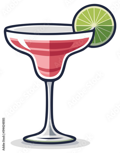 Refreshing cocktail drink with lime slice garnish