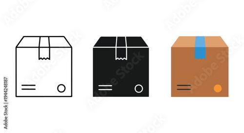 Minimalist Delivery Box Icons Set for Web and App Design - Minimalist, flat icon, outline, glyph, linear, clipart, sticker - Vector icon set - Glyph icon