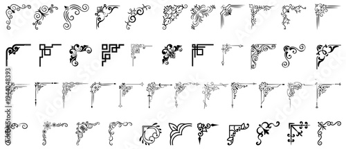 Decorative corner frame set. Vintage corner set. vector frame corners 