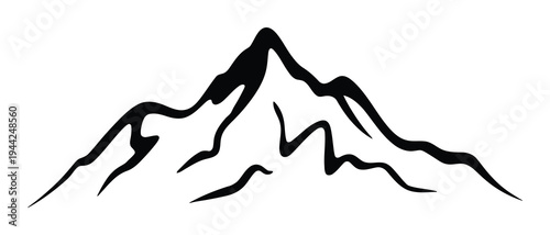 Stylized Black and White Mountain Peak Silhouette with Jagged Edges