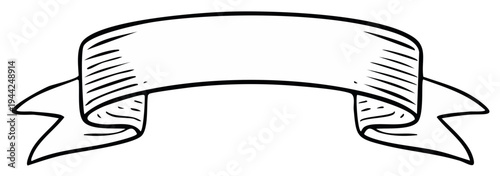 Blank vintage banner ribbon outline design for text or logo.
