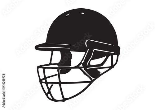 cricket helmet logo silhouette vector, batsman helmet logo silhouette vector illustration, safety helmet logo silhouette, sports protection equipment helmet logo silhouette design on white background