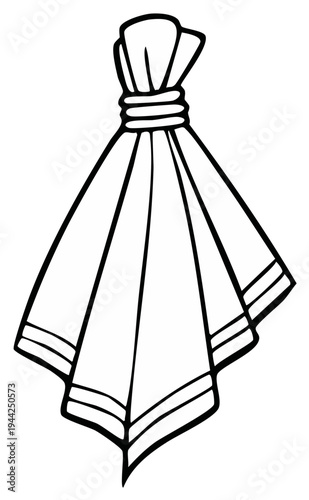 Clean Linen Handkerchief Tied and Hanging With Elegant Draping Fabric