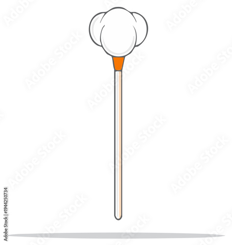 Cotton swab ear cleaning object isolated on white background. Sanitary hygiene item. Medical care. Healthcare supply. Infection treatment.