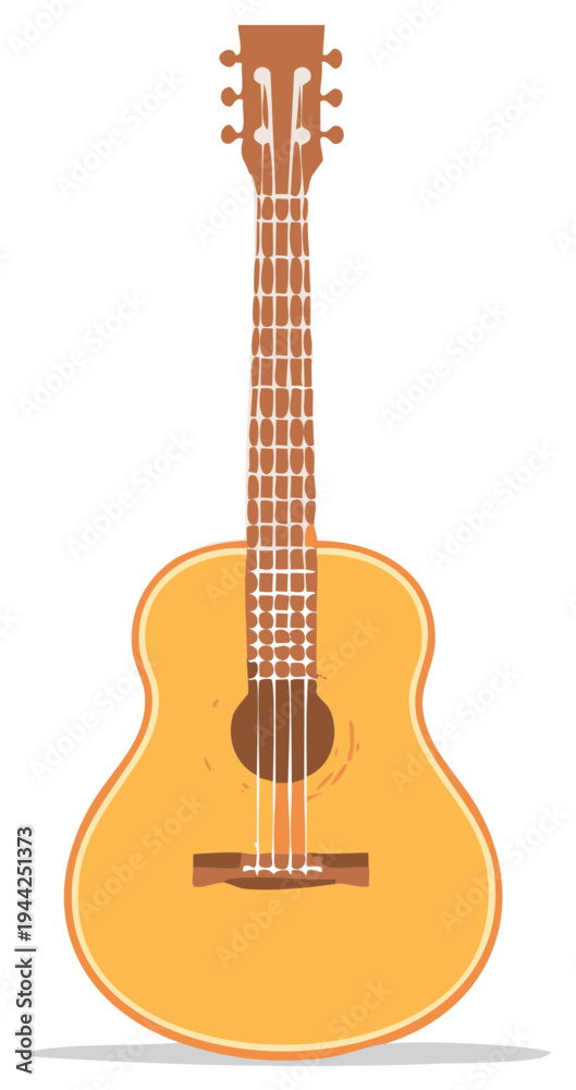 Obraz premium Acoustic guitar close-up illustration in simple colors with light background