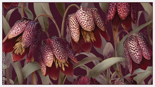 Stylish tropical botanical wallpaper featuring lush leaves and elegant blooming flowers in a modern decorative composition. Ideal for wallpaper design, home interior decoration, digital backgrounds, w