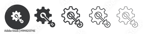 Screwdriver Repair thin line and solid icon. Multi series icon. Web minimal icon