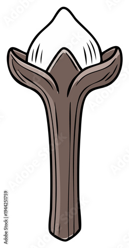 Illustration of a single dried clove spice with its distinctive shape and texture