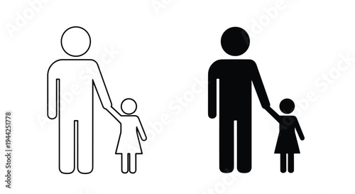 Minimalist Family Hand Holding Icon Set - Flat Design - Minimalist, flat icon, outline, glyph, linear, clipart, sticker - Vector icon set - Glyph icon