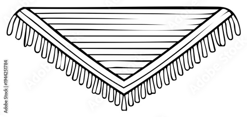 Triangle Shaped Shawl with Fringes Patterned Textile Weaving Accessory