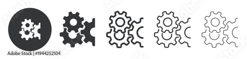 Gear System Integration thin line and solid icon. Multi series icon. Web minimal icon