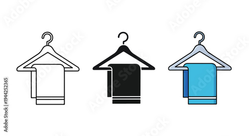 Minimalist Clothes Hangers Set with Color Variations Icon Design - Minimalist, flat icon, outline, glyph, linear, clipart, sticker - Vector icon set - Glyph icon