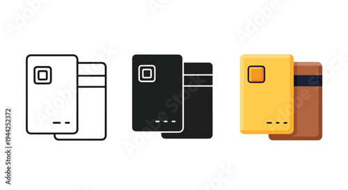 Modern Flat Card Payment Icon Set Bundle Design - Minimalist, flat icon, outline, glyph, linear, clipart, sticker - Vector icon set - Glyph icon