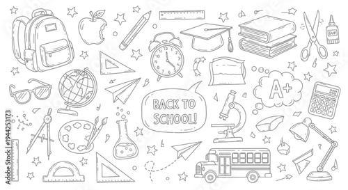 Back to school icons and objects 1.
