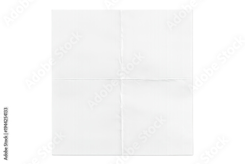 Blank white paper sheet with creases transparent background