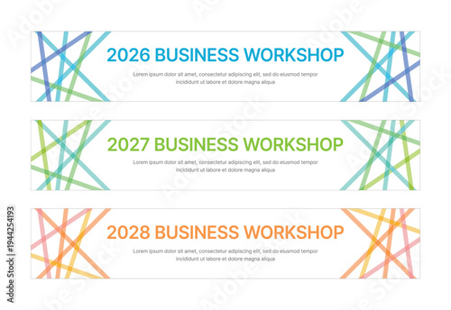 Modern business banner templates with abstract geometric patterns. Perfect for workshops, events, conferences, presentations, or branding projects, combining style and professionalism.