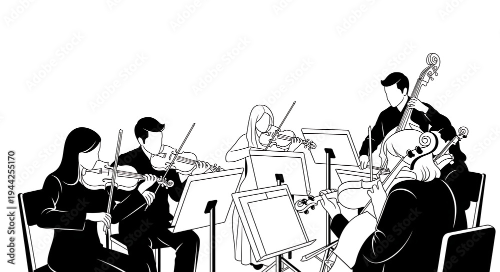 Fototapeta premium Harmonious Classical Orchestra String Players Graphic