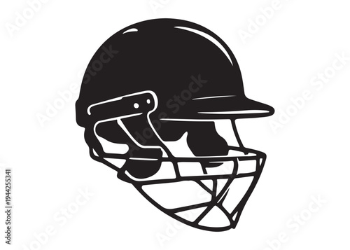 cricket helmet logo silhouette vector, batsman helmet logo silhouette vector illustration, safety helmet logo silhouette, sports protection equipment helmet logo silhouette design on white background