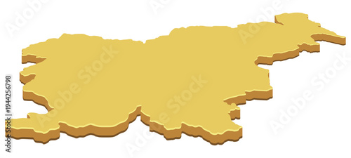 3D isometric map of Slovenia representing European geography, national sovereignty and regional logistics, (cut out)