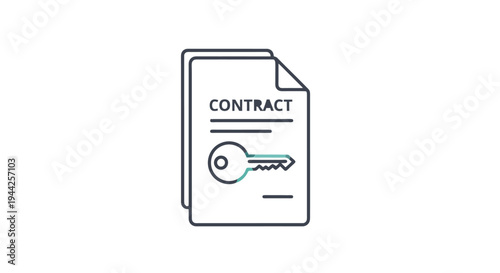 Contract Document with Key Icon Illustration.