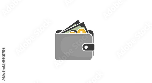 Gray Wallet with Cash and Cards.