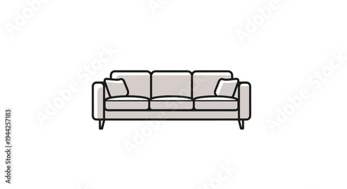 Simple Gray Sofa with Pillows and Cushions.