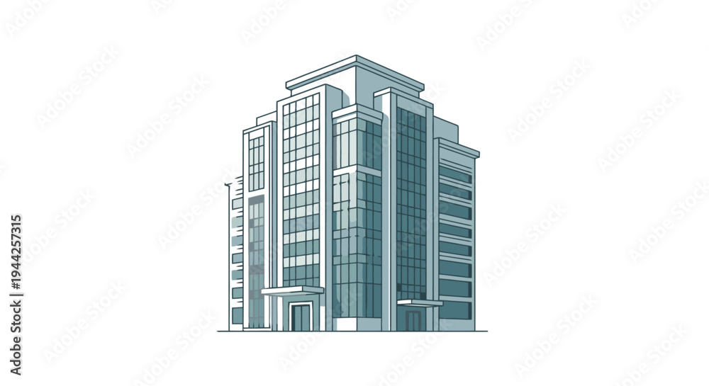 Fototapeta premium Modern Office Building with Glass Facade.