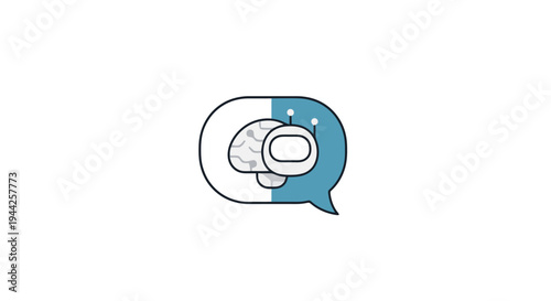 Brain Icon in Speech Bubble Symbol.