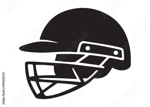 cricket helmet logo silhouette vector, batsman helmet logo silhouette vector illustration, safety helmet logo silhouette, sports protection equipment helmet logo silhouette design on white background