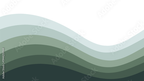 Wavy Green Layers Abstract Design Element.