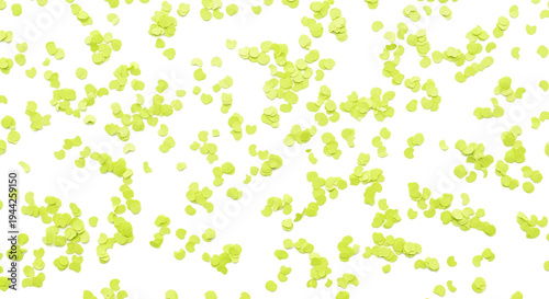 Yellow confetti scattered on transparent background party.