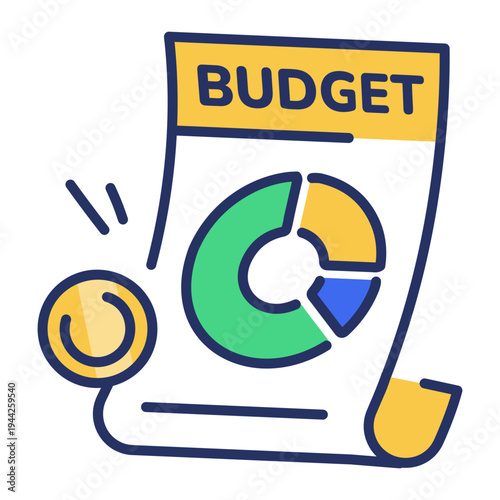 A flat style icon representing budget