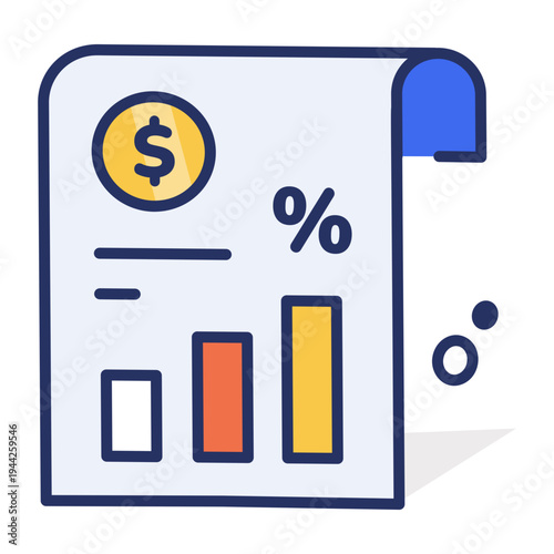 A flat style icon representing financial chart
