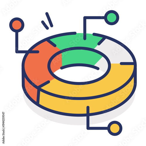 A flat style icon representing analytics