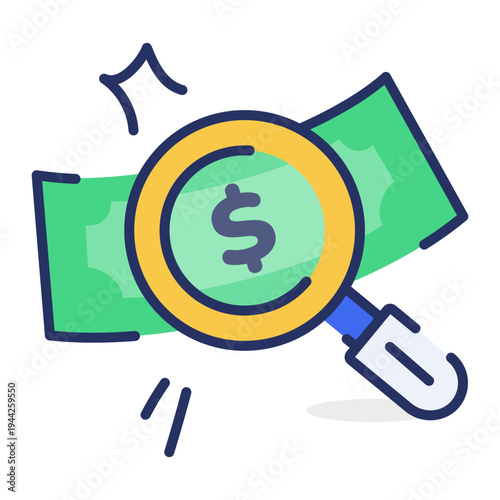 A flat style icon showing financial examination