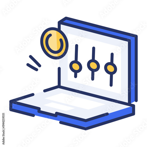 A flat style icon showing trading
