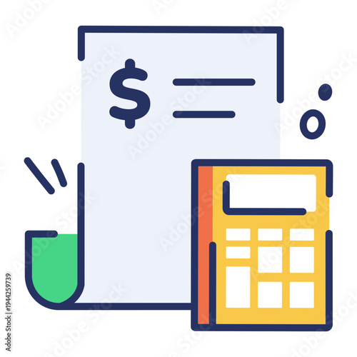 A flat icon showing expense planning