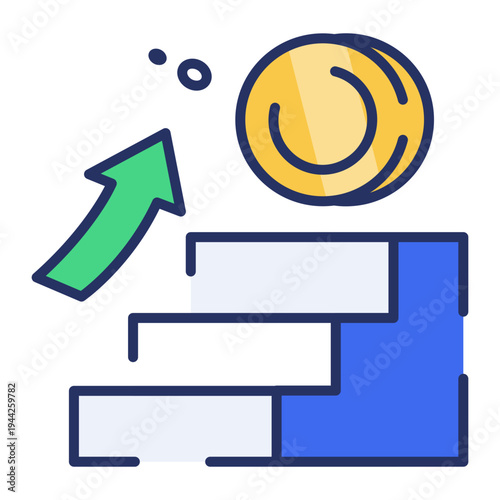 Flat style icon depicting wealth growth
