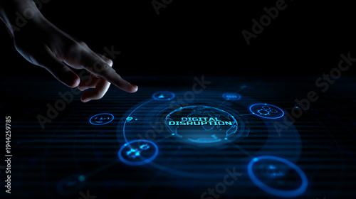 Fotografija Digital Disruption and Innovation Strategies Illustrated on a Virtual Interface