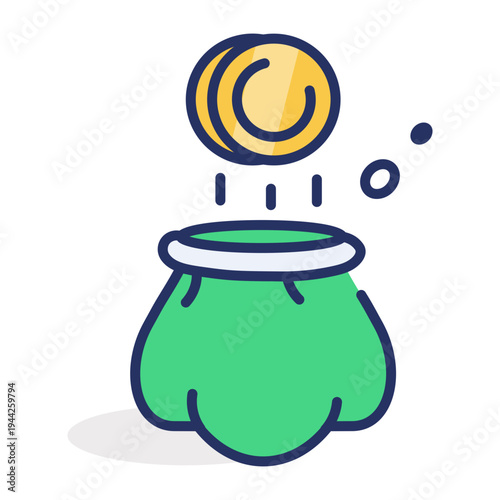 A flat icon showing savings money 