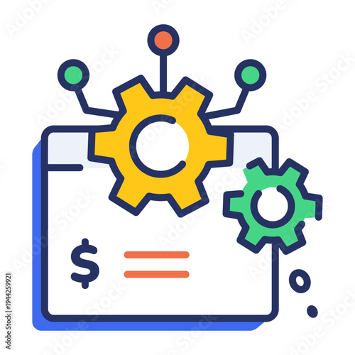 An icon showing business operations in flat style