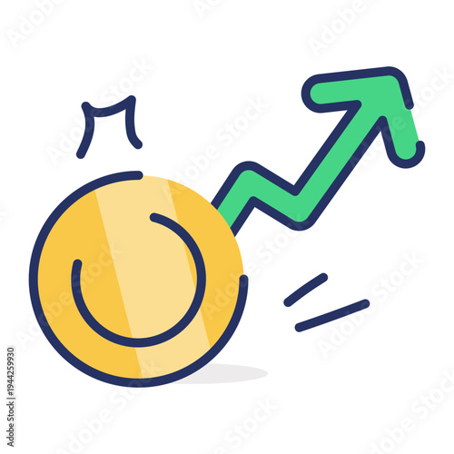 Flat style icon depicting profit growth