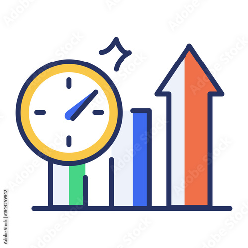Flat style icon depicting forecast chart