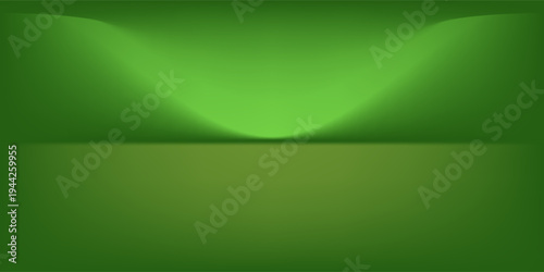 Abstract gradient podium background. Empty green 3D studio background. Clean scene for product presentation mockup template. eps 10