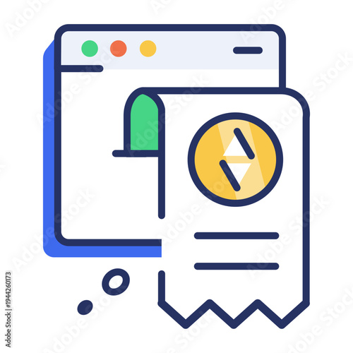 A flat icon showing online wishlist items