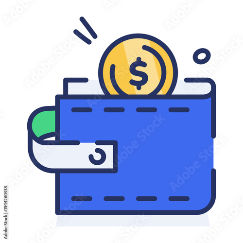 Flat icon depicting cash wallet money storage