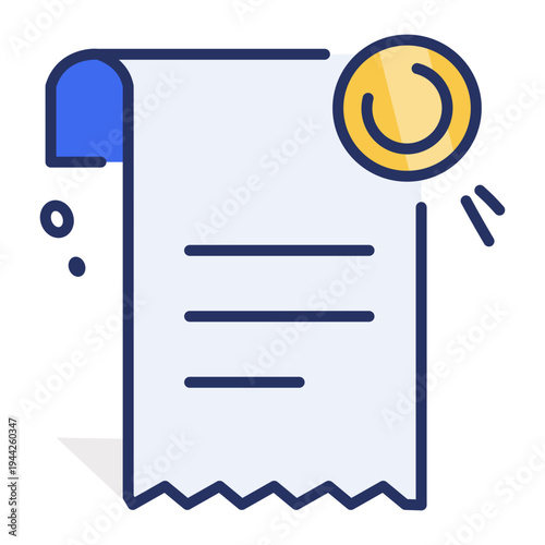 A flat style icon of receipt bill document