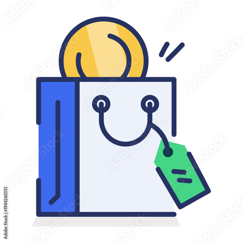 An icon showing shopping discount in flat style