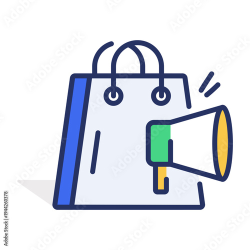 Flat style icon showing sales promotion